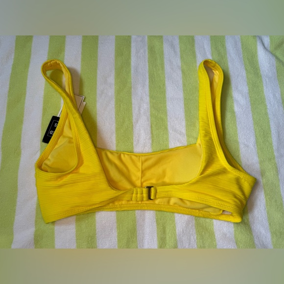 Salt + Cove Ribbed Bralette Long Line Bikini Swim Top Yellow NEW Medium - Picture 9 of 9